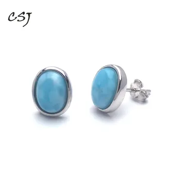 CSJ Натуральная синяя серьга Larimar из стерлингового серебра 925 пробы высокого качества Larimar Fine Jewelry Женский подарок на свадьбу